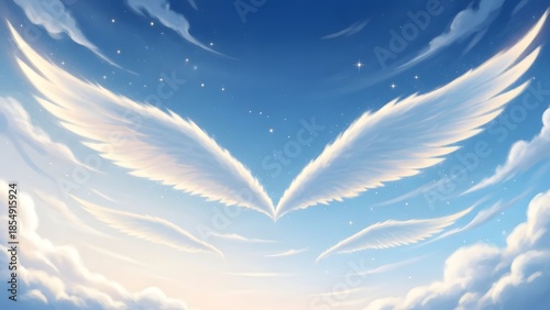 angel wings on blue sky