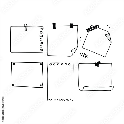 Hand drawn paper note collection