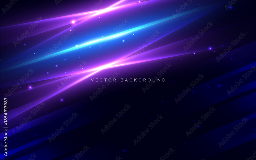Fototapeta premium Abstract blue and pink light ray on dark background.