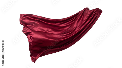 Isolated Flowing Red Silk Cape, Superhero Fashion Accessory