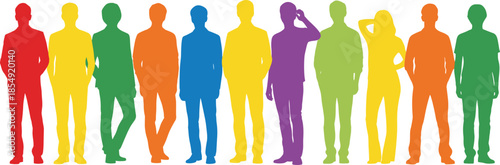 Colorful human silhouette group illustration representing diversity inclusion teamwork society and multicultural community concept isolated on white background vector design