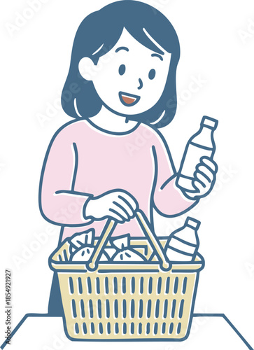 買い物をしている女性のイラスト