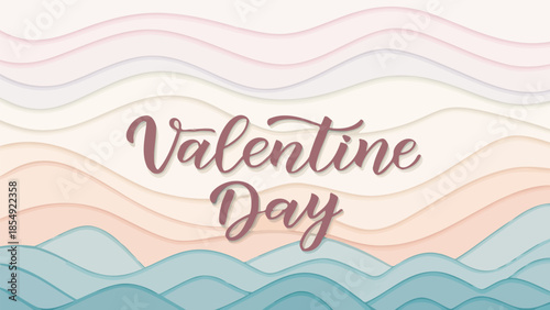 Valentine Day celebration with wavy lines and pastel colors