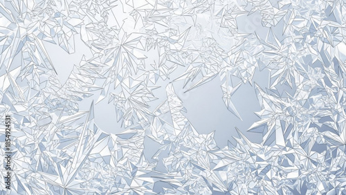 Abstract crystal background with frosty blue and white hues and delicate snowflake patterns