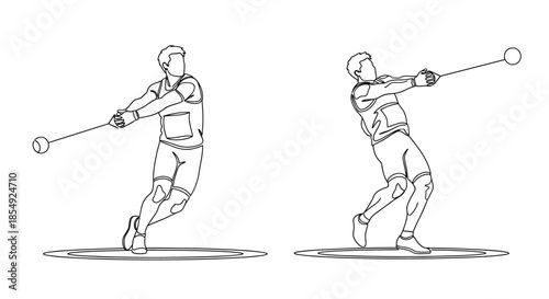Badminton player demonstrating swing technique in two sequential outline illustrations