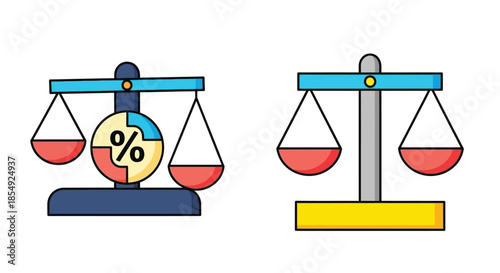 Scales of justice with percentage symbol representing balance and legal concepts