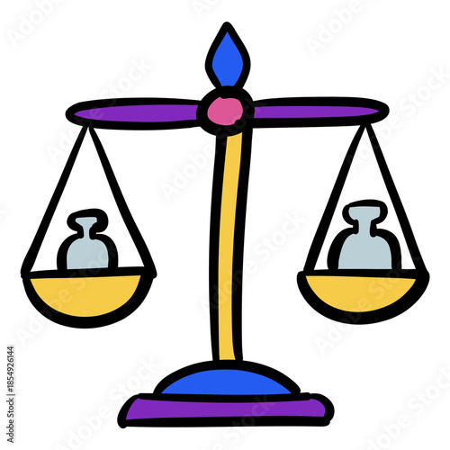 Hand-drawn balance scale icon for legal or ethical concepts