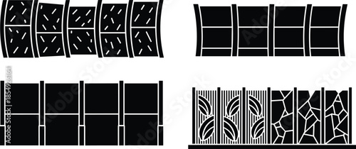 Minimal fence collection designs for gardens or private property with unique shapes and patterns.