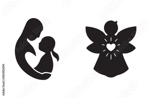 Mother and child silhouette depicting a tender bond of love and nurturing care