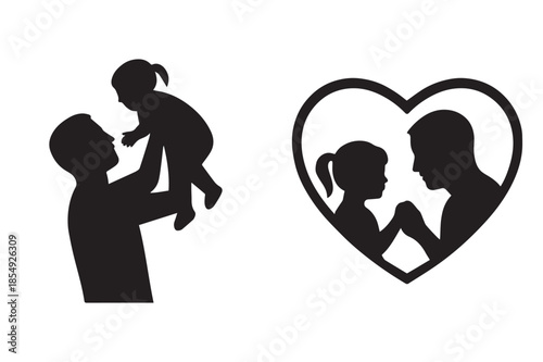 A father's profound love and joyful connection with his child captured in silhouette art