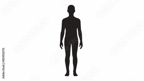 Silhouette of a standing human figure against a white background.