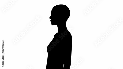 Silhouette of a Woman in Profile Against a White Background.