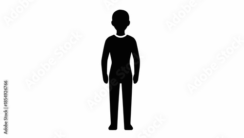 Silhouette of a young person standing against a white background.