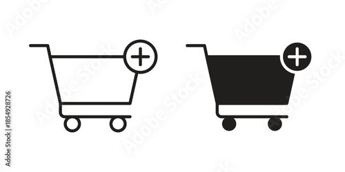 Add to cart icons or logo design isolated sign symbol vector illustration - high quality line style vector
