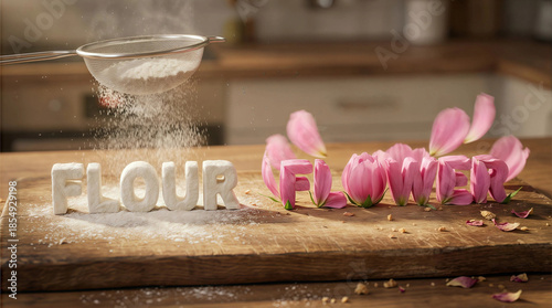 Flour & Flower Homophone Play: Creative Baking Ingredients and Natural Beauty Still Life for Culinary & Design