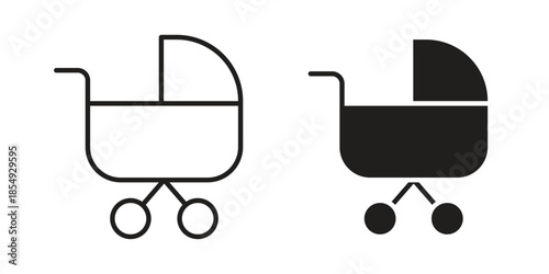 Baby carriage icons or logo design isolated sign symbol vector illustration - high quality line style vector