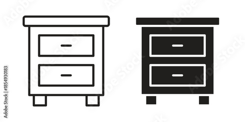 Bedside table icons or logo design isolated sign symbol vector illustration - high quality line style vector