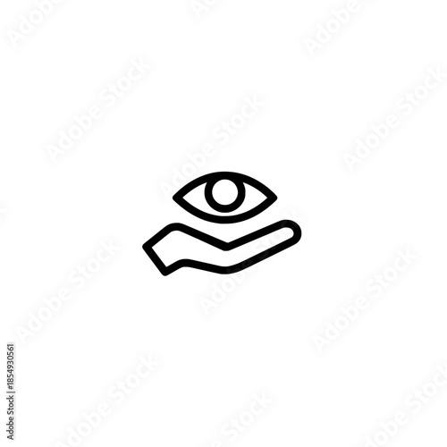 Abstract vector of eye icon above hand icon symbolizing intuition guidance and sacred protection