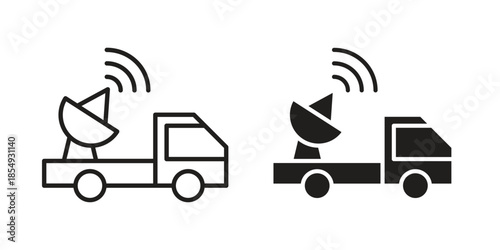 Broadcast van icons or logo design isolated sign symbol vector illustration - high quality line style vector