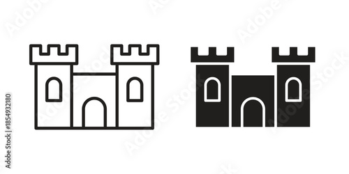 Castle icons or logo design isolated sign symbol vector illustration - high quality line style vector