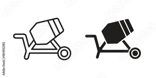 cement mixers icons or logo design isolated sign symbol vector illustration - high quality line style vector