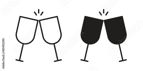 champagne glasses icons or logo design isolated sign symbol vector illustration - high quality line style vector