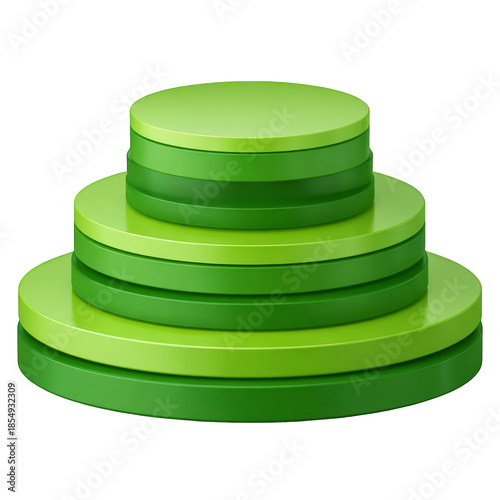 Green round podium stack for presentations isolated on white background