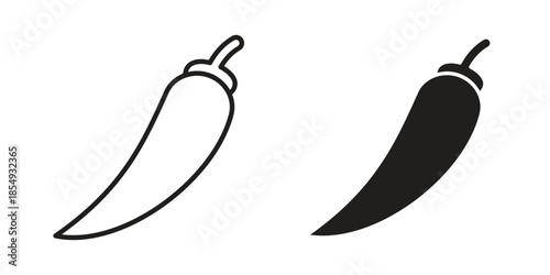 chilli pepper icons or logo design isolated sign symbol vector illustration - high quality line style vector