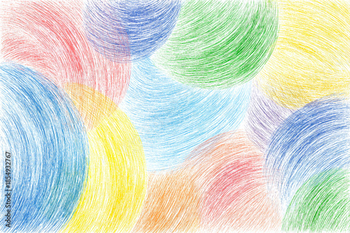 Naive crayon polygons floating with playful curved strokes