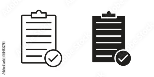 Clipboard check icons or logo design isolated sign symbol vector illustration - high quality line style vector