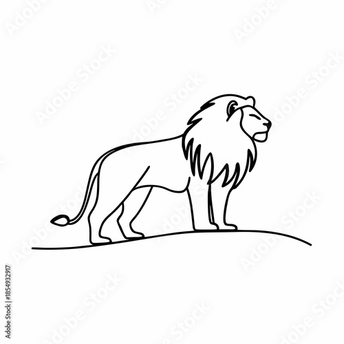 Elegant minimalistic line art illustration of a lion, perfect for logo and tattoo design, set against a clean, white background