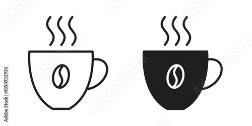 Coffee mug icons or logo design isolated sign symbol vector illustration - high quality line style vector