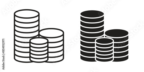 Coins stack icons or logo design isolated sign symbol vector illustration - high quality line style vector