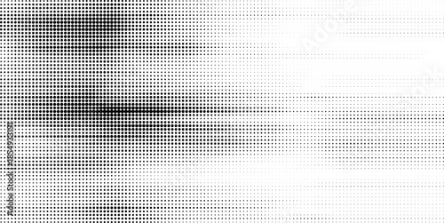 A striking horizontal black and white halftone pattern gradually fades from dense darkness to bright lightness.