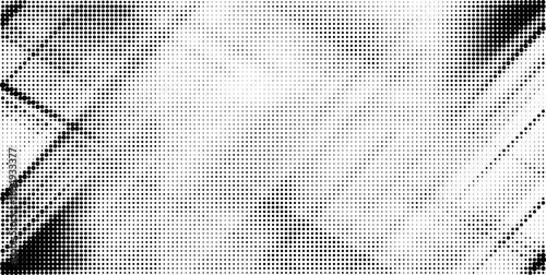 An abstract black and white halftone pattern creates a dynamic background with subtle diagonal gradients and retro appeal.