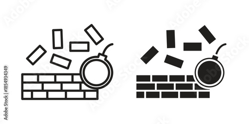 Demolition icons or logo design isolated sign symbol vector illustration - high quality line style vector