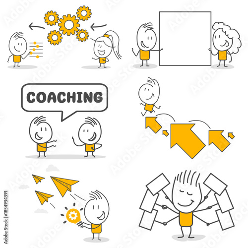 Business professionals focused on success are developing strategic plans in line with common goals.