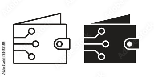 Digital wallet icons or logo design isolated sign symbol vector illustration - high quality line style vector