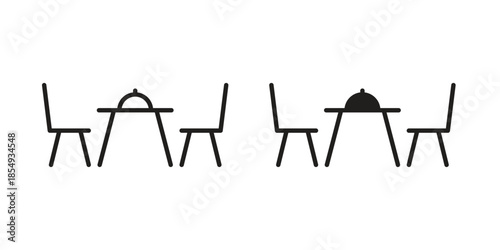 Dinner table icons or logo design isolated sign symbol vector illustration - high quality line style vector