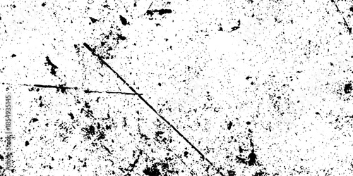 A classic monochrome grunge texture with an organic blend of speckles, dust, and horizontal scratches.