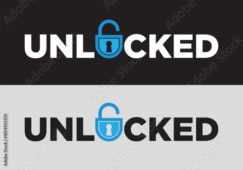 vector unlocked logotype design concept