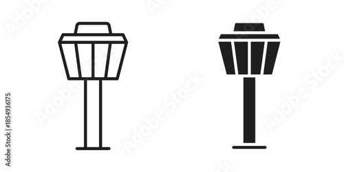 Flight Control tower icons or logo design isolated sign symbol vector illustration - high quality line style vector