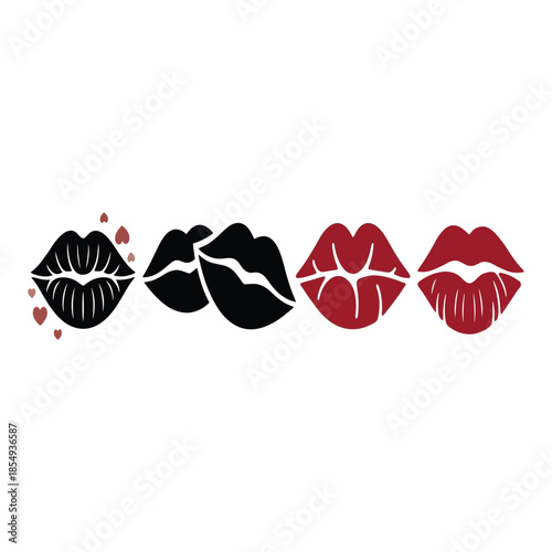 Four lips in various colors and styles