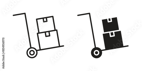 Hand truck icons or logo design isolated sign symbol vector illustration - high quality line style vector