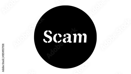 Scam risk warning white and black icon  