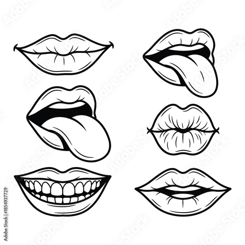 Illustrations of various mouth expressions