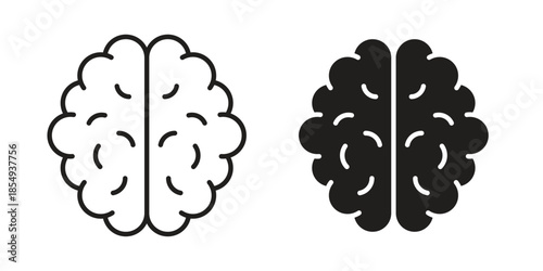 Human brain icons or logo design isolated sign symbol vector illustration - high quality line style vector