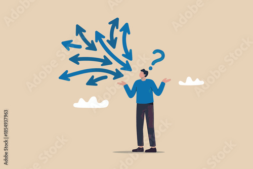 Confused person with multiple choices