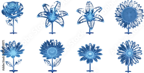 Glowing blue crystal formations in dark background