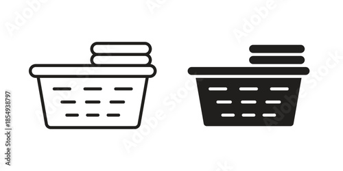 Laundry basket icons or logo design isolated sign symbol vector illustration - high quality line style vector